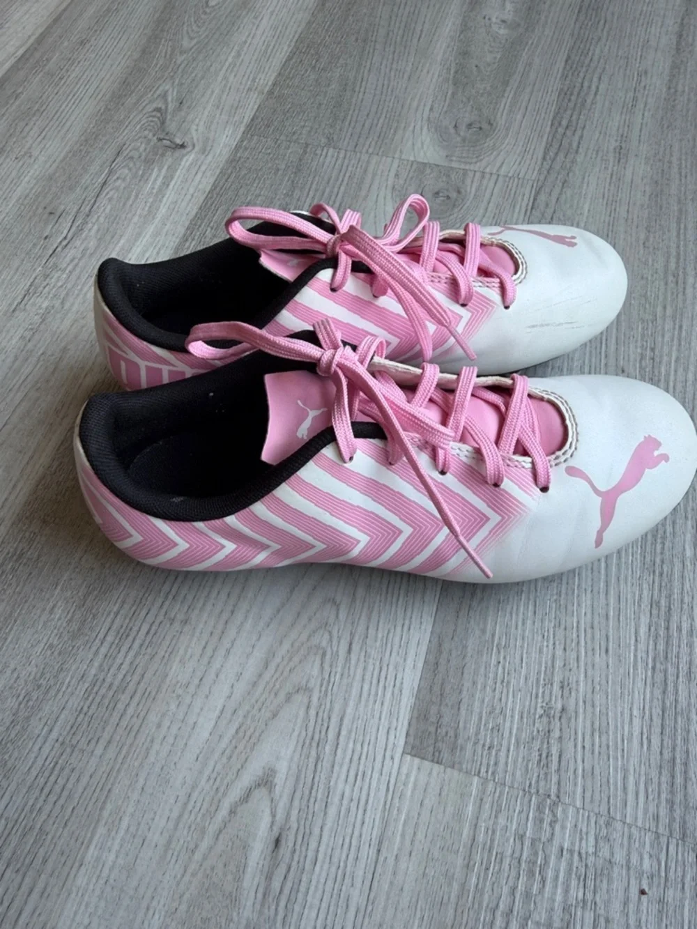 Puma‎ Kids White and Pink Lace-Up Sneakers